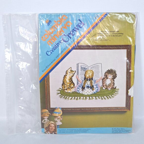 Vintage Columbia Minerva Crewel Kit 7412 Friends Picture Erica Wilson 14x11 USA - Picture 7 of 7